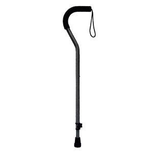 Drive Medical Offset Aluminum Cane with Tab-Loc Silencer - Supports up to 300 lbs, Pack of 1, 10381BLK-6